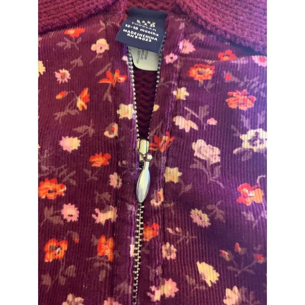 BABY GAP Girl’s Corduroy/Sweater Zip Up Cardigan / Size: 12-18 Months